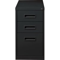 Lorell Box/Box/File Mobile Pedestal Files - 3-Drawer - 15 X 22 X 27.8 - 3 X Drawer(S) For Box, File - Letter - Security Lock, Ball-Bearing Suspension - Black - Powder Coated - Steel - Recycled