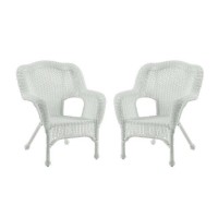 Camelback Resin Wicker Patio Chairs, White (Set Of 2)