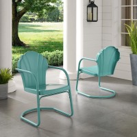 Tulip 2Pc Outdoor Metal Armchair Set Blue - 2 Chairs