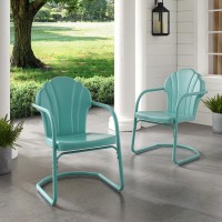 Tulip 2Pc Outdoor Metal Armchair Set Blue - 2 Chairs