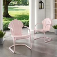 Tulip 2Pc Outdoor Metal Armchair Set Pink - 2 Chairs