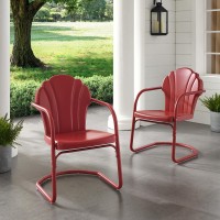 Tulip 2Pc Outdoor Metal Armchair Set Red - 2 Chairs