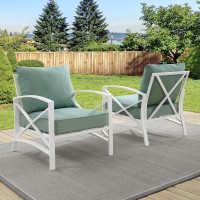 Kaplan 2Pc Outdoor Metal Armchair Set Mist/White - 2 Chairs