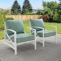 Kaplan 2Pc Outdoor Metal Armchair Set Mist/White - 2 Chairs