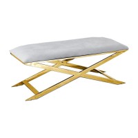 Best Master Furniture 47 Modern Velvet With Gold Plated Accent Bench In Gray