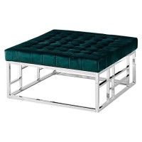 Best Master Furniture 36 Square Modern Velvet Fabric Accent Ottoman In Green