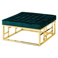 Best Master Furniture 36 Square Modern Gold Plated Accent Ottoman In Green