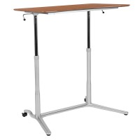 Sit-Down, Stand-Up Cherry Computer Ergonomic Desk With 37.375W Top (Adjustable Range 29 - 40.75)