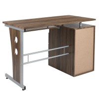 Rustic Walnut Desk With Three Drawer Pedestal And Pull-Out Keyboard Tray