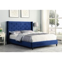 Best Master Furniture Valentina Velvet Wingback California King Bed In Blue