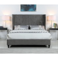 Best Master Furniture Valentina Velvet Platform King Bed In Gray