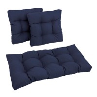 Square Spun Polyester Outdoor Tufted Settee Cushions (Set Of 3)