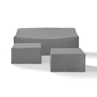 3Pc Sectional Cover Set Gray - Sofa & 2 Square Table/Ottoman
