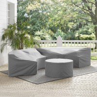 Crosley Brands Mo75015-Gy 4 Piece Catalina Furniture Cover Set With 2 Round Sectional Sofas & Coffee Table - Gray