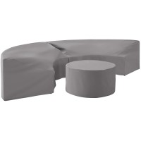 Crosley Brands Mo75015-Gy 4 Piece Catalina Furniture Cover Set With 2 Round Sectional Sofas & Coffee Table - Gray