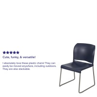 Hercules Series 880 Lb. Capacity Navy Full Back Contoured Stack Chair With Gray Powder Coated Sled Base