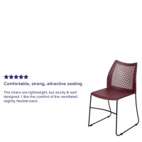 Hercules Series 661 Lb. Capacity Burgundy Stack Chair With Air-Vent Back And Black Powder Coated Sled Base