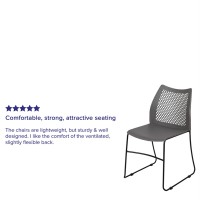 Hercules Series 661 Lb. Capacity Gray Stack Chair With Air-Vent Back And Black Powder Coated Sled Base