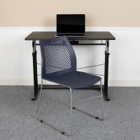 Hercules Series 661 Lb. Capacity Navy Stack Chair With Air-Vent Back And Gray Powder Coated Sled Base