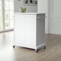 Compact Stone Top Kitchen Cart White/White