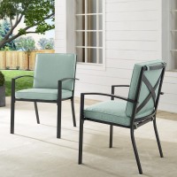 Kaplan 2Pc Outdoor Metal Dining Chair Set Mist/Oil Rubbed Bronze - 2 Chairs