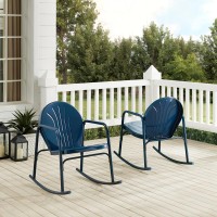 Griffith 2Pc Outdoor Metal Rocking Chair Set Navy Gloss - 2 Rocking Chairs