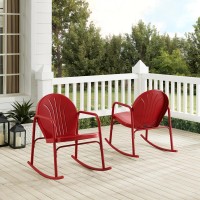 Griffith 2Pc Outdoor Metal Rocking Chair Set Bright Red Gloss - 2 Rocking Chairs