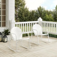 Griffith 2Pc Outdoor Metal Rocking Chair Set White Gloss - 2 Rocking Chairs