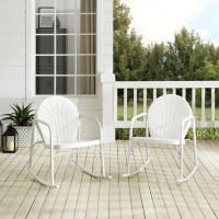 Griffith 2Pc Outdoor Metal Rocking Chair Set White Gloss - 2 Rocking Chairs