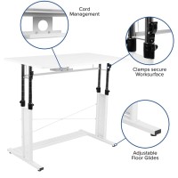 Work From Home Kit - White Adjustable Computer Desk, Leathersoft Office Chair And Side Handle Locking Mobile Filing Cabinet