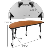 Mobile 47.5 Circle Wave Flexible Laminate Activity Table Set With 14 Student Stack Chairs, Oak/Black