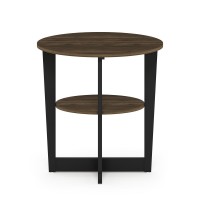 Furinno Jaya Oval End Table, Columbia Walnut/Black