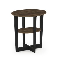 Furinno Jaya Oval End Table, Columbia Walnut/Black