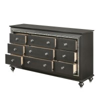 Acme Kaitlyn Wooden 9-Drawer Dresser In Metallic Gray