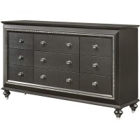 Acme Kaitlyn Wooden 9-Drawer Dresser In Metallic Gray