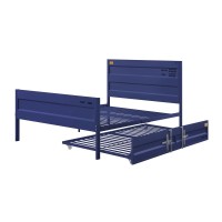 Acme Cargo Metal Cargo Container Style Twin Trundle With Casters In Blue