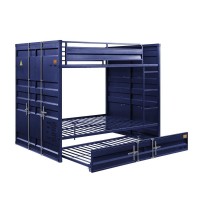 Acme Cargo Full Over Full Bunk Bed With Built-In Ladder In Blue Metal