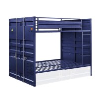 Acme Cargo Full Over Full Bunk Bed With Built-In Ladder In Blue Metal