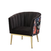 Acme Colla Velvet Upholstery Accent Chair With Tufted Back In Black And Gold