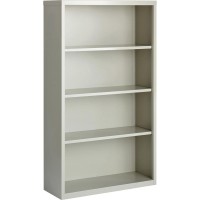 Lorell Fortress Series Bookcases - 34.5 X 13 X 60 - 4 X Shelf(Ves) - Light Gray - Powder Coated - Steel - Recycled