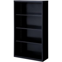 Lorell Fortress Series Bookcases - 34.5 X 13 X 60 - 4 X Shelf(Ves) - Black - Powder Coated - Steel - Recycled