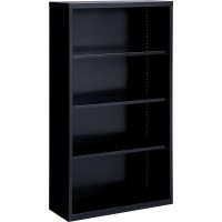Lorell Fortress Series Bookcases - 34.5 X 13 X 60 - 4 X Shelf(Ves) - Black - Powder Coated - Steel - Recycled