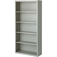 Lorell Fortress Series Bookcases - 34.5 X 13 X 72 - 5 X Shelf(Ves) - Light Gray - Powder Coated - Steel - Recycled