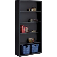 Lorell Fortress Series Bookcase - 34.5 X 13 X 72 - 5 X Shelf(Ves) - Black - Powder Coated - Steel - Recycled