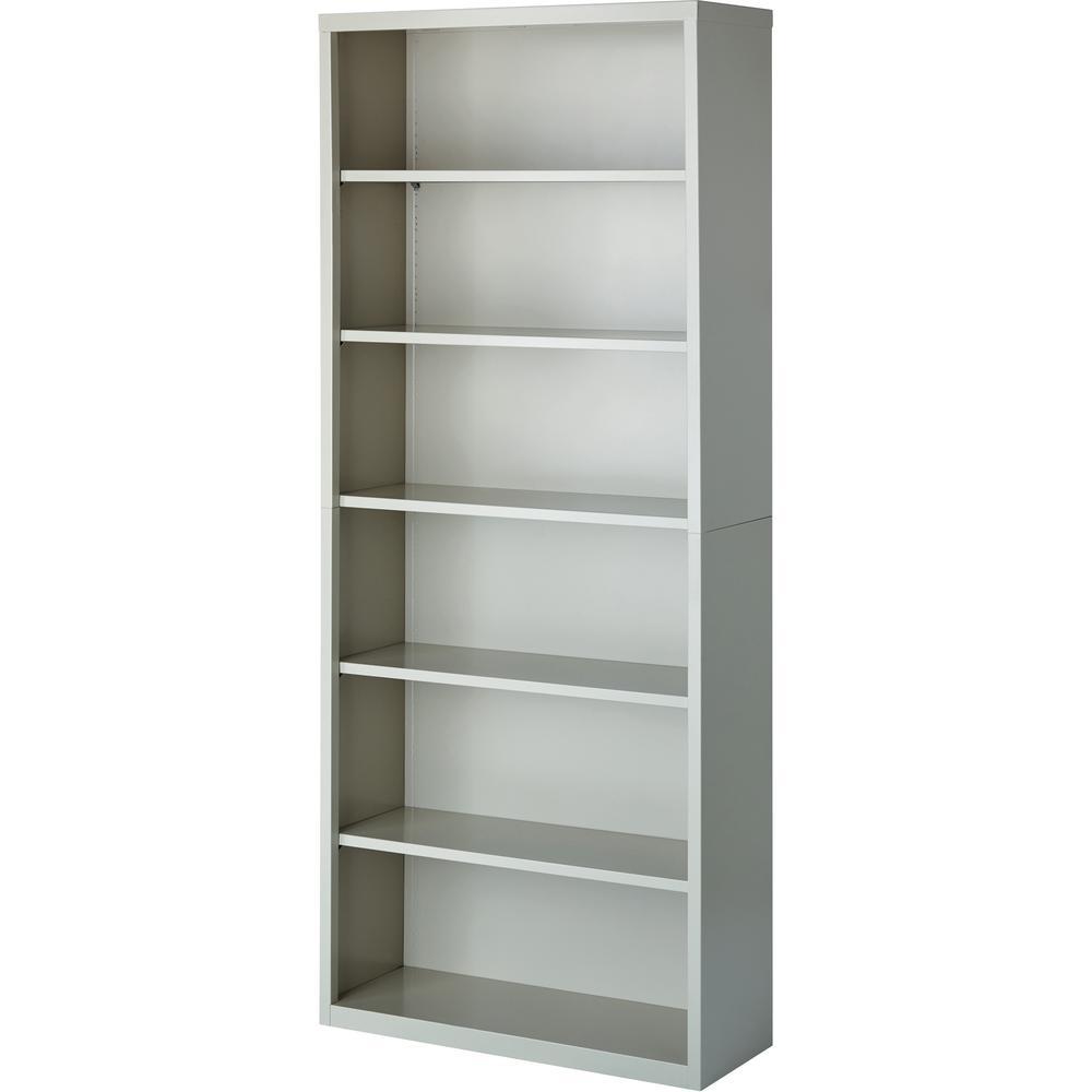 Lorell Fortress Series Bookcases - 34.5 X 13 X 82 - 6 X Shelf(Ves) - Light Gray - Powder Coated - Steel - Recycled - Assembly Required