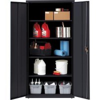 Lorell Fortress Series Storage Cabinets - 36 X 18 X 72 - 5 X Shelf(Ves) - Recessed Locking Handle, Hinged Door, Durable - Black - Powder Coated - Steel - Recycled