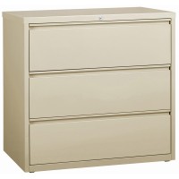 Lorell 3-Drawer Putty Lateral Files - 42 X 18.6 X 40.3 - 3 X Drawer(S) For File - Letter, Legal, A4 - Lateral - Locking Drawer, Magnetic Label Holder, Ball-Bearing Suspension, Leveling Glide - Putt