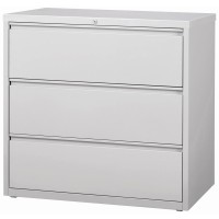 Lorell 3-Drawer Light Gray Lateral Files - 42 X 18.6 X 40.3 - 3 X Drawer(S) For File - Letter, Legal, A4 - Lateral - Locking Drawer, Magnetic Label Holder, Ball-Bearing Suspension, Leveling Glide -