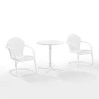 Tulip 3Pc Outdoor Metal Bistro Set White Satin - Bistro Table & 2 Chairs