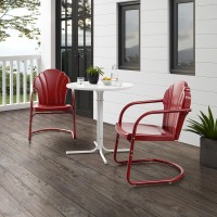 Tulip 3Pc Outdoor Metal Bistro Set Dark Red Satin /White Satin - Bistro Table & 2 Chairs